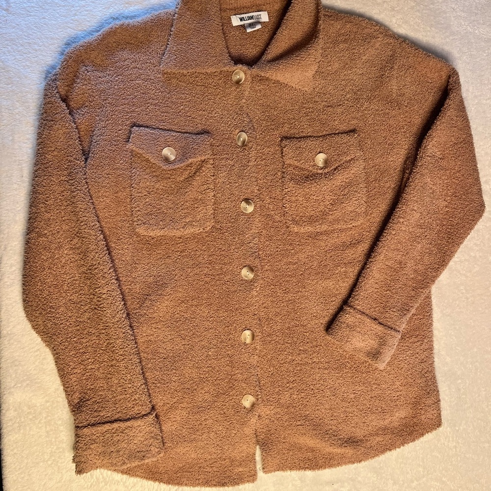 William Rast Teddy Fleece Shirt Jacket Brown Sherpa Shacket Women’s Small